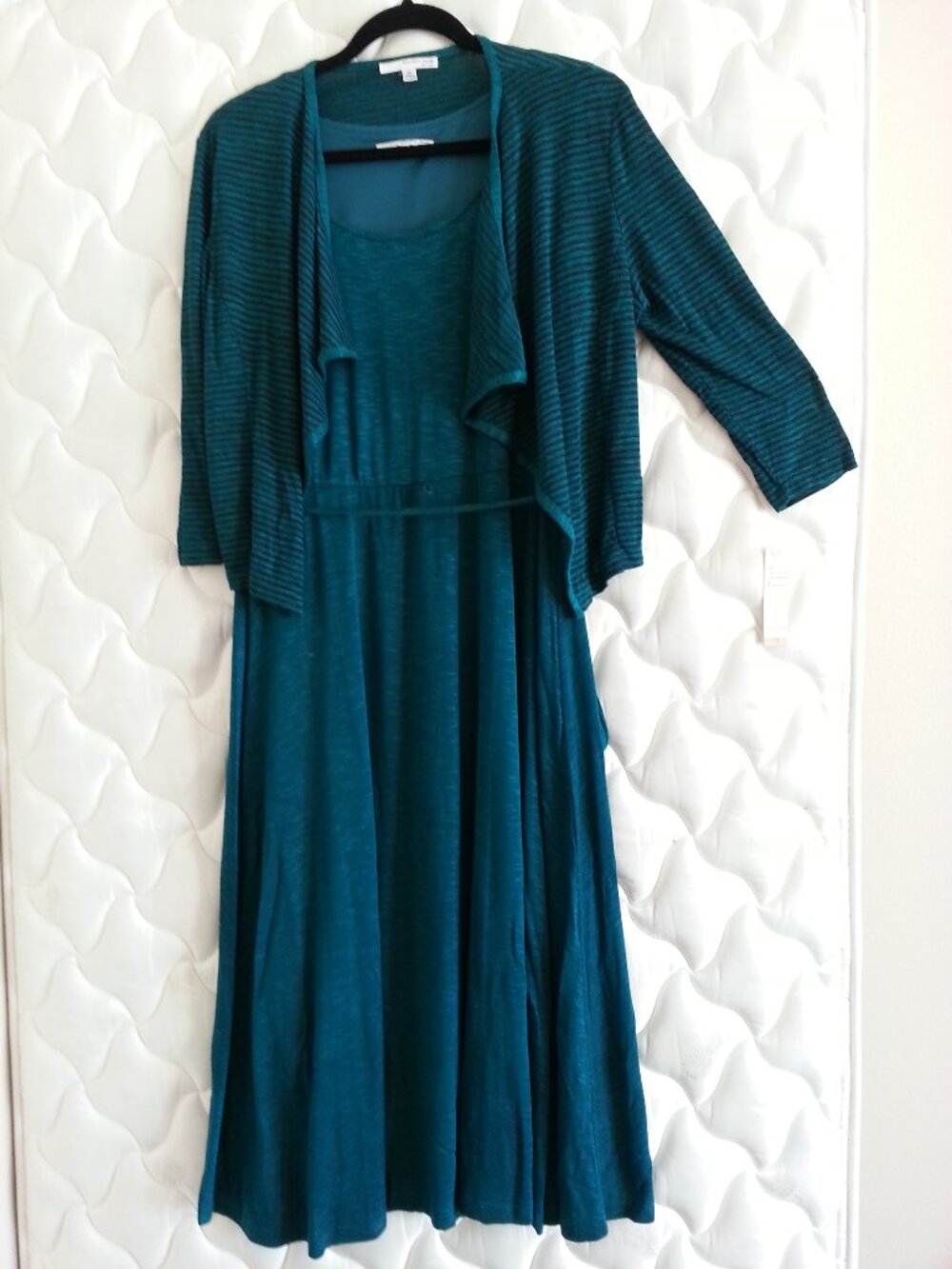 STUDIO ONE NEW YORK Dress Cardigan Teal Sweater Knit 2 Piece Set Size 12 NWT